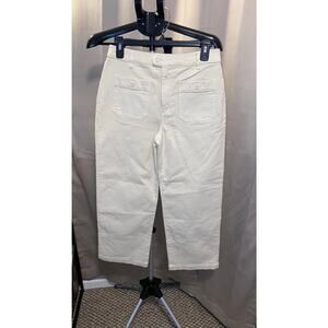 LOFT High Rise Wide Leg Crop Jeans Ivory Cream Denim Size 26 NWT